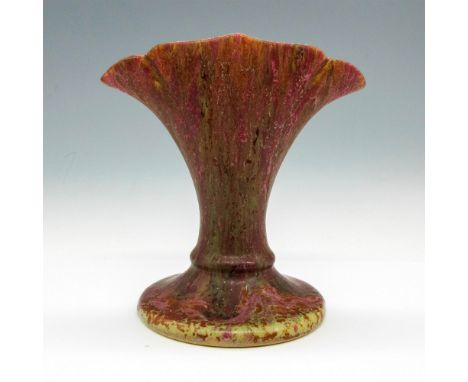 Light glaze over brown, tan and burgundy drip coloration. R Roseville Pottery backstamp. Dimensions: 6"L x 4.5"W x 6"HManufac