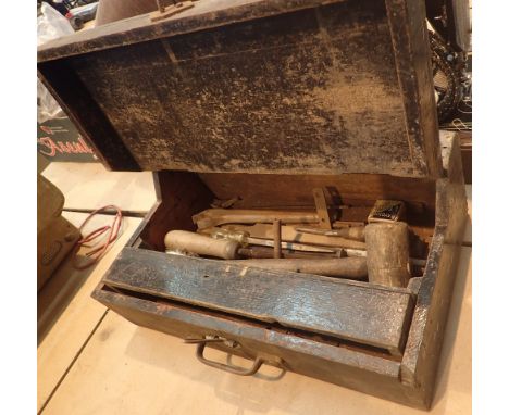 Vintage toolbox and tool contents