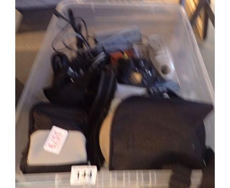 Box of electrical items includig a Fuji Finepix camera