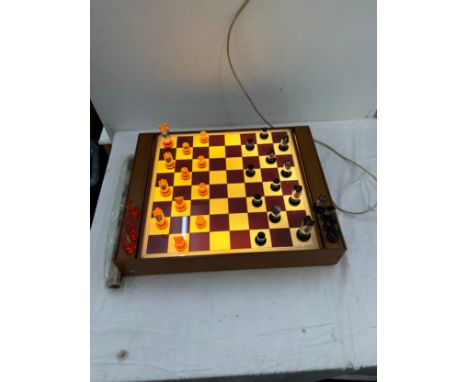 Light up chess board with acrylic chess pieces, working order 