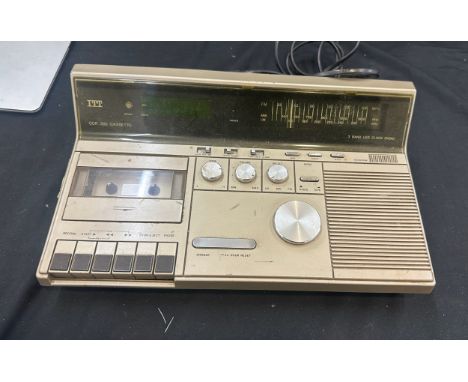 Vintage ITT CCR 300 cassette recorder alarm clock radio, untested 