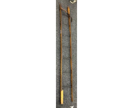 Rare WW1 trench ladder, triple folding oak and metal trench ladder - Maker marked Derby, folded measurements 86 x 15cm 