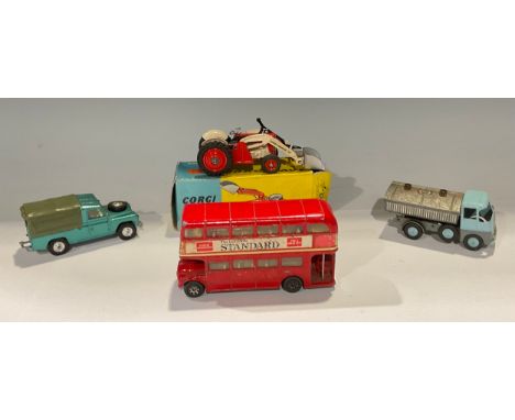 Toys &amp; Juvenalia - Corgi Toys 53 Massey-Ferguson 65 tractor with shovel, boxed; other unboxed Corgi models including Land