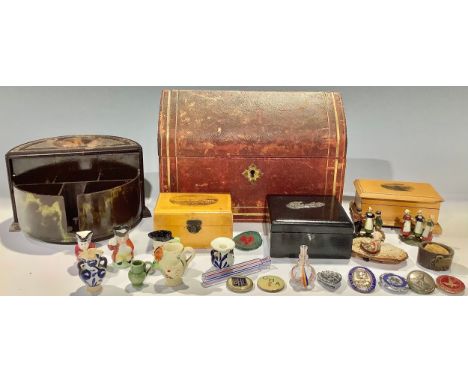 Boxes and Objects - a Victorian red Moroccan leather arched top stationery box, retailed by F. Aldis, Buckingham Palace Road 