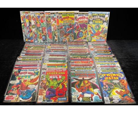A collection of Marvel Team-Up and Marvel Two- in-One comics, mostly Bronze Age, mix of Cents and pence copies. Qty. 