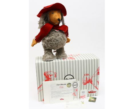 Toys &amp; Juvenalia - Steiff (Germany) EAN 691157 Orinoco from The Wombles, trademark ‘Steiff’ button to ear with red and wh