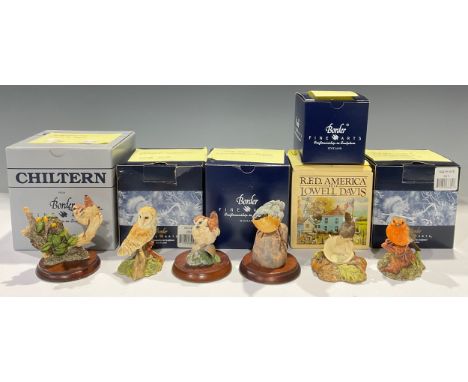 A Border Fine Arts Chiltern resin model, Wren and Nest, WB100, boxed; other Border Fine Arts bird models, Baby Wren, WB63, bo