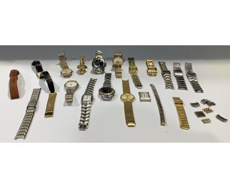 A Rotary gold plated watch, champagne dial, baton indicators, date aperture, integral bracelet strap; other fashion watches, 