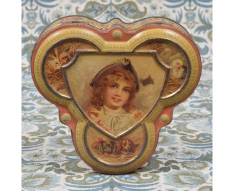 Advertising - an early 20th century Swallow &amp; Ariell Ltd (Port Melbourne) shaped trefoil pictorial biscuit tin, the lid p