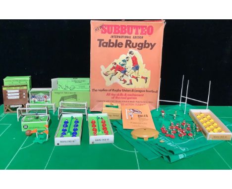 Toys &amp; Juvenalia - a Subbuteo International Edition Table Rugby, boxed; a set of OO scale Table Rugby players, boxed; Sub