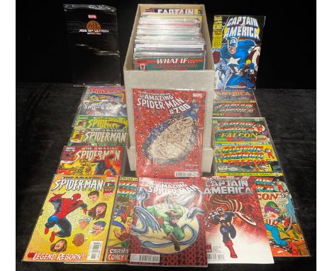 A collection of mixed Marvel comics, Bronze to Modern Age, Captain America, Amazing Spider-Man, Untold Tales of Spider-Man, e