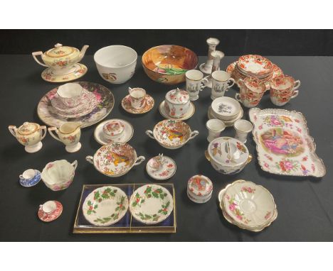 Ceramics - Royal Crown Derby Posies pattern miniature vases; Royal Crown Derby Olde Avesbury; H &amp; K Tunstall bowl; Royal 