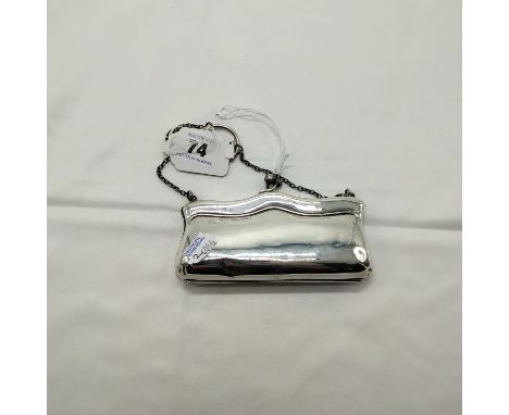STERLING SILVER PURSE - INSCRIBED - 13 X 7 CMS