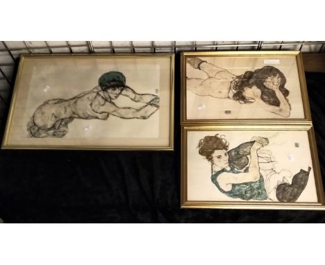 THREE FRAMED PRINTS BY SCHIELE