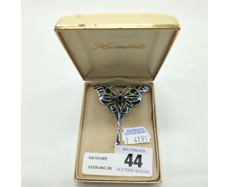 STERLING SILVER SAPPHIRE DRAGONFLY BROOCH