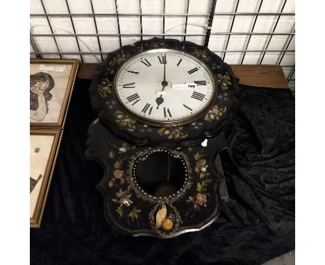 VICTORIAN MOTHER OF PEARL PAPIER MACHE WALL CLOCK