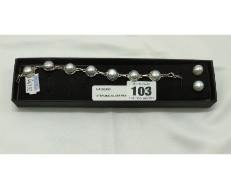 STERLING SILVER PEARL BRACELET &amp; EARRINGS
