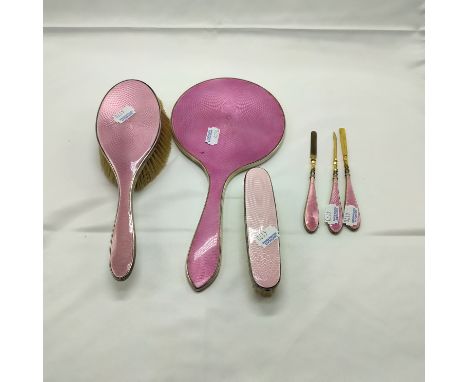 HM SILVER &amp; ENAMEL BRUSH &amp; MIRROR &amp; OTHER