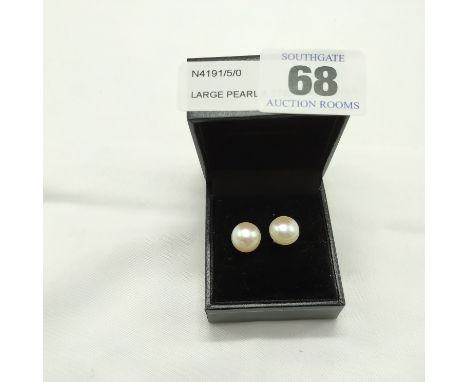 LARGE PEARL &amp; STERLING SILVER STUD EARRINGS