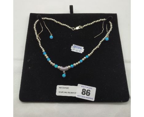 STERLING SILVER OPAL NECKLACE SET