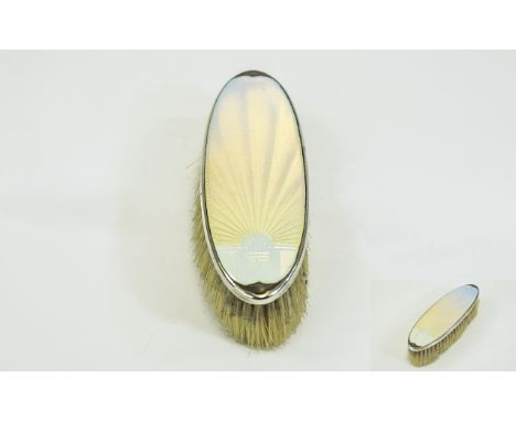 Art Deco Silver & Guilloche Enamel Brush
Graduating Pastel Colouration, Charles S Green & Co Ltd, Fully Hallmarked Birmingham