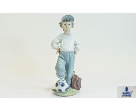 Lladro Porcelain Figurine ' Rotary International ' Starting Forward Soccer Boy ' Model No 7605. Issued 1989 - 2004. Sculptor 