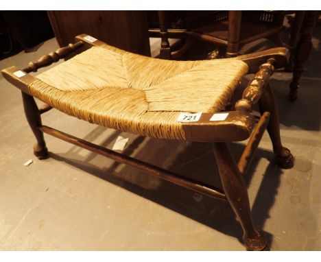 Vintage stool with rush seating