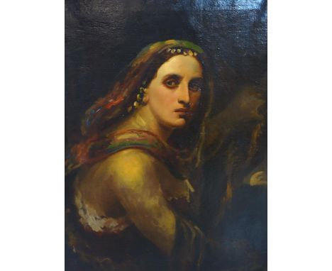 Carl Friedrich Lessing (1808-1880), Portrait of a Pre-Raphaelite Woman, oil on canvas, signed, 88 x 72cm 