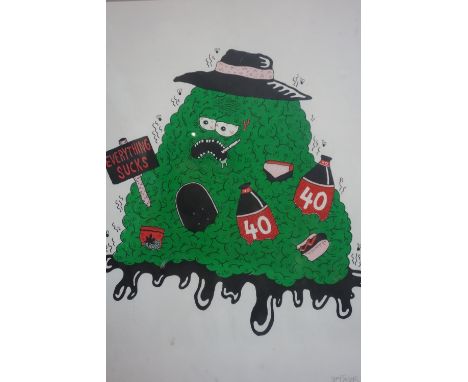 A limited edition lithograph titled 'everything sucks', indistinctly signed and numbered 26/30, 42 x 30cm 