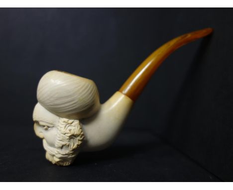 A mid 20th century meerschaum sultan head estate pipe, L.14.5cm 