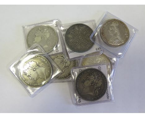 GB Crowns (4) and Double-Florins (3), Crowns: 1821 x3, and 1822, Double-Florins: 1887x3, VG to EF, dealer's ex stock, total t