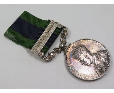 IGS 1908 medal with bar North West Frontier to 4855075 Pte G.H. Andrews Leic R (attached to No. 1 Field Ambulance). NEF. 