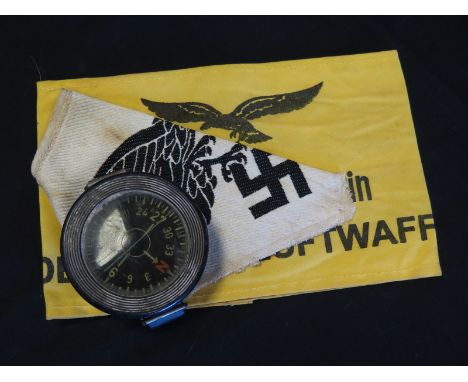 German WW2 Luftwaffe wrist compass with Luftwaffe sports vest badge and Luftwaffe arm band