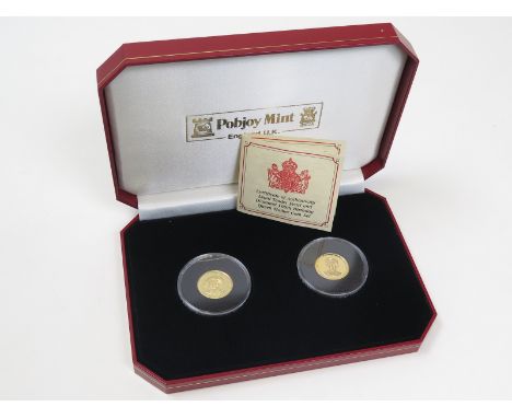 Gibraltar/Isle of Man a two coin set 2000 Queen Mother 100th Birthday comprising Isle of Man 1/5 Crown 2000 inset with a 1.5m
