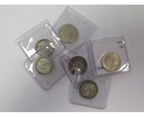 GB Shillings (6): 1826, 1844, 1860, 1889, 1906 and 1921, VG to nEF, dealer's ex stock, total ticket £299