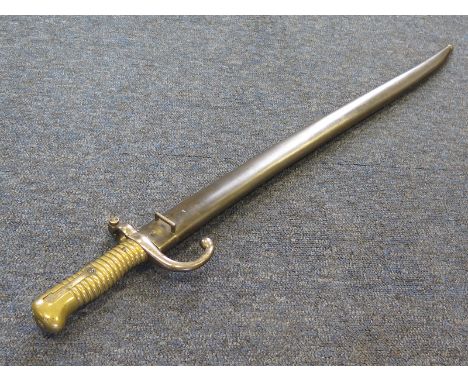 Bayonet French 1866 pattern made by Reeves of Birmingham in scabbard nice clean example