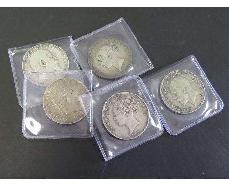 GB Halfcrowns (5): 1817, 1849, 1877, 1904 and 1930, F to VF, dealer's ex stock, total ticket £301