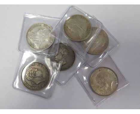 GB Halfcrowns (6): 1819, 1825, 1893, 1897, 1900 and 1915, F-GVF, dealer's ex stock, total ticket £302