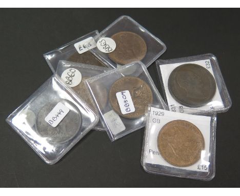 GB Pennies (7): 1831, 1864 crosslet, 1866, 1898, 1915, 1929 and 1930, F to AU, dealer's ex stock, total ticket £328