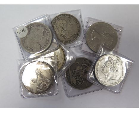 GB Crowns (7): 1676, 1820, 1821, 1822, 1887, 1889, and 1960, Fair to EF, dealer's ex stock, total ticket £340