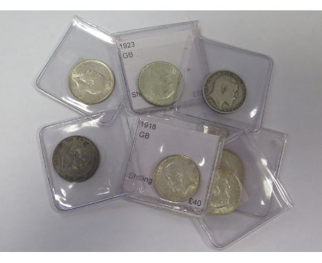 GB Shillings (7): 1834, 1905, 1915, 1916, 1918, 1923 and 1926, F to EF, dealer's ex stock, total ticket £323