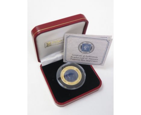 Gibraltar Halfcrown 2000 Bi metal issue "Tuppenny blue". An impressive piece struck in titanium and Gold. Proof FDC boxed as 
