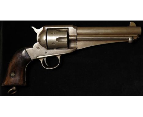 Revolver: A good .44/40 calibre Remington Model 1875, 6 shot single action army pistol. Barrel 5.5" with 'E. Remington & Sons