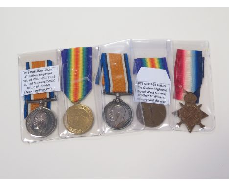 1914-15 Trio 3064 Pte James William Hales 4/Bn. Suffolk Regt. From Mariners Street Lowestoft. DOW 2/11/16 aged 19 years. Buri