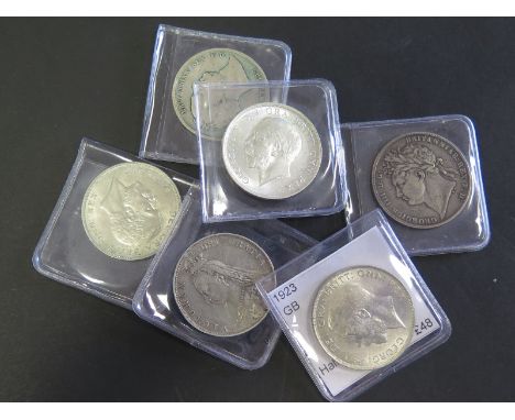 GB Halfcrowns (6): 1820, 1837, 1892, 1917, 1923 and 1928, F to EF, dealer's ex stock, total ticket £255