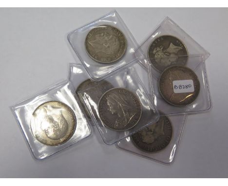GB Halfcrowns (7): 1817, 1821, 1845, 1893, 1901, 1908 and 1931, aF to VF, dealer's ex stock, total ticket £316