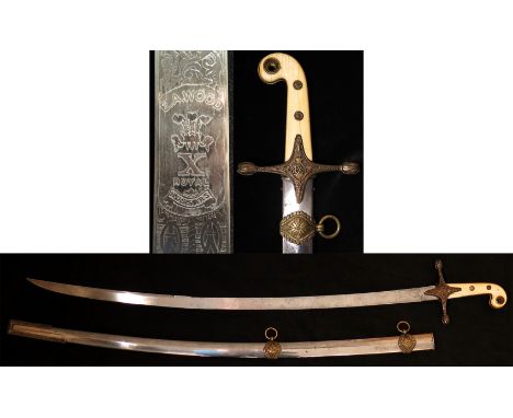 Sword: fine 1831 Pattern General Officers Mameluke sword, formerly the property of Colonel E.A. Wood. Blade etched with Crown