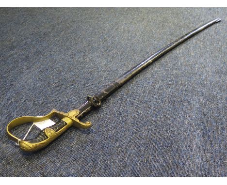 German Nazi Army Officers Sword with black metal scabbard, no makers mark