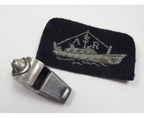 RAF Escape 'AM' marked whistle and an RAF air sea rescue patch.