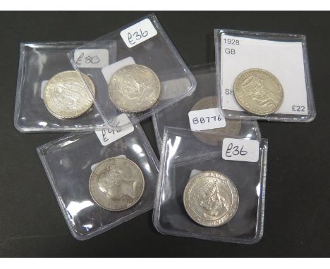 GB Shillings (6): 1856, 1892, 1897, 1915, 1916 and 1928, VF to EF, dealer's ex stock, total ticket £317